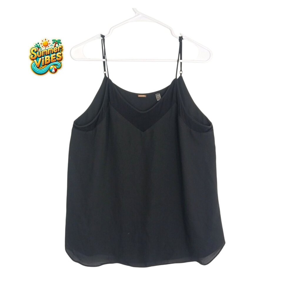 Tahari Ladies Black V-Neck Cami Tank Adjustable Straps Size Medium🖤